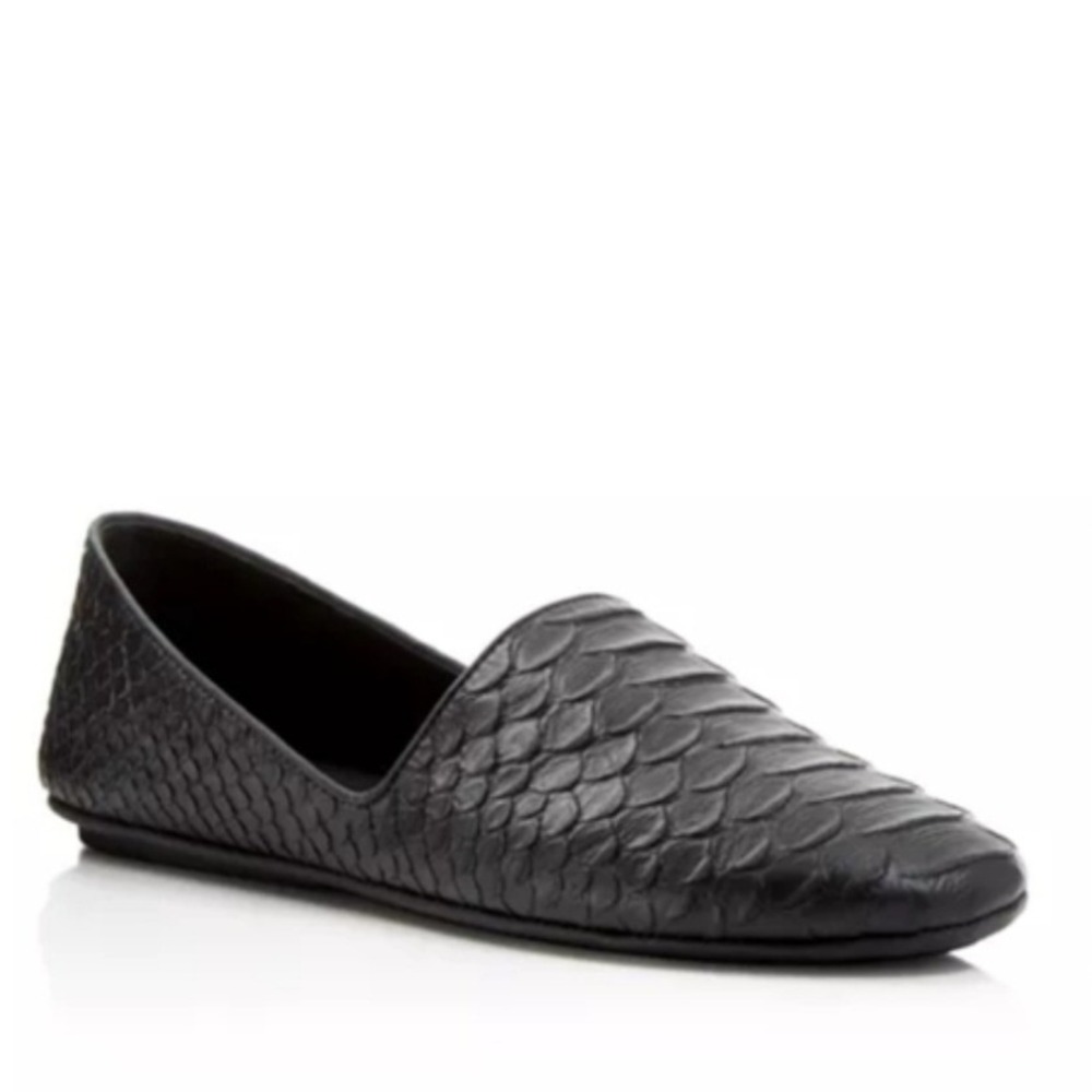 Vince Bogart Python Embossed Flats Loafers Black Size‎ 6M 36